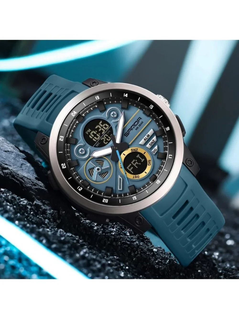 Men's Blue Analog Quartz Stainless Steel Military Electronic LED Digital Watch